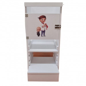 Turn De Activitati 2x1 Alb, Learning Tower 2x1 Alb, Stiker Animat,85x40x30 cm - Img 3