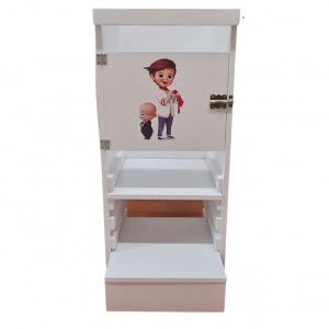 Turn De Activitati 2x1 Alb, Learning Tower 2x1 Alb, Stiker Animat,85x40x30 cm - Img 3