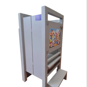 Turn De Activitati Pliabil , Learning Tower Pliabil Gri Deschis , Stiker Permanent , 85x40x38 cm - Img 3