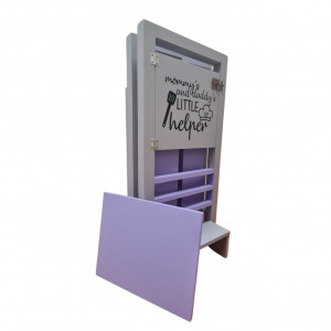 Turn De Activitati Pliabil Multicolor, Stiker Peronalizat, Learning Tower Pliabil Gri Deschis + Mov 85X40X38 cm