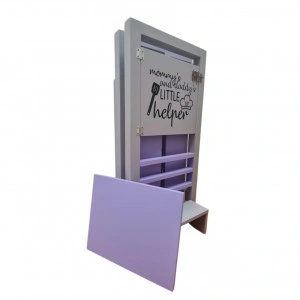 Turn De Activitati Pliabil Multicolor, Stiker Peronalizat, Learning Tower Pliabil Gri Deschis + Mov 85X40X38 cm