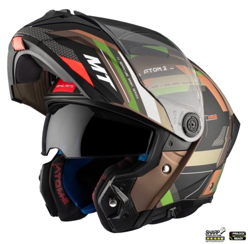 Casca flip-up MT Atom 2 SV Bast A6 military mat