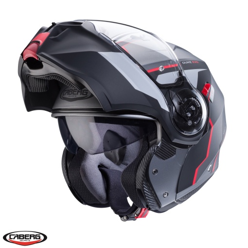 Casca Caberg Duke Evo Move L2 SV gun metal/negru/rosu mat
