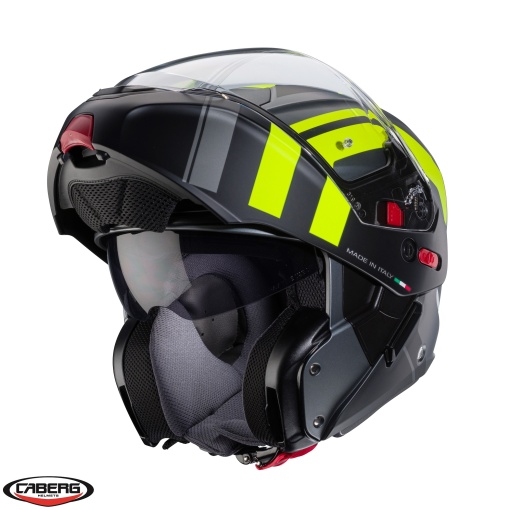 Casca Caberg Horus X Road L1 flip-up Negru/titanium/galben fluor mat