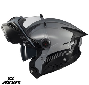 Casca Axxis GhostFighter SV Bitone - Flip-up, negru/gri lucios, Ochelari soare incluși, ECE 22.06