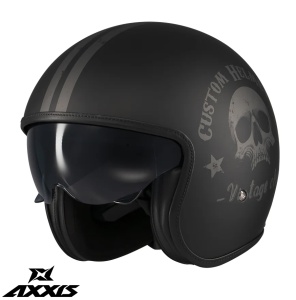 Casca Axxis Hornet S SV Vintageclub - Open face, negru mat, Ochelari soare incluși, ECE 22.06