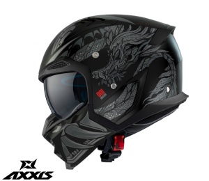 Casca Axxis Hunter SV ONI - Adventure, gri mat, Ochelari soare incluși