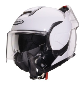 Casca Caberg Trip SV - Flip-up, alb lucios, Pinlock și ochelari soare incluși, ECE 22.06