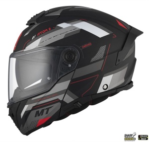 Casca MT Helmets Atom 2 SV Bast - Flip-up, negru/gri mat, Ochelari soare incluși, ECE 22.06 - Img 2