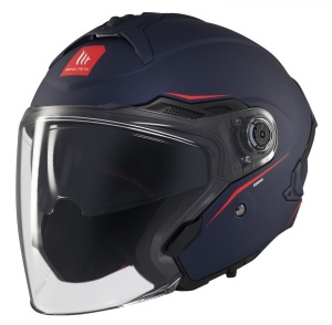 Casca MT Helmets Cosmo SV - Open face, albastru mat, Ochelari soare incluși, ECE 22.06 - Img 2