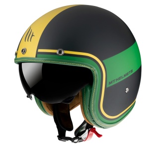 Casca MT Helmets Le Mans 2 SV Tant - Open face, negru/auriu mat, Ochelari soare incluși - Img 2