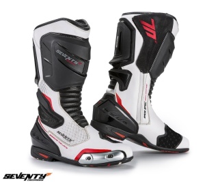 Ghete moto Seventy Degrees SD-BR1 - barbati, impermeabile, racing, alb/rosu