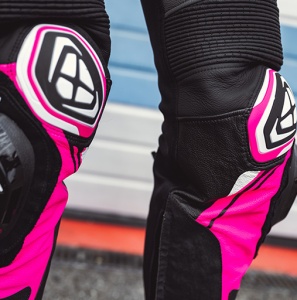 Pantaloni moto piele Ixon Vortex 3 LS - dama, vara, racing, negru/roz/alb - Img 4