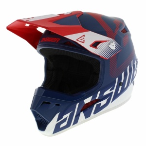 Casca Answer - Cross enduro, albastru rosu mat