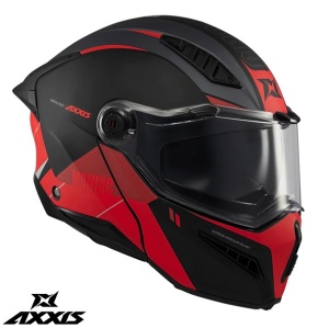 Casca Axxis GhostFighter SV Maniac - Flip-up, negru/rosu mat, Ochelari soare incluși, ECE 22.06 - Img 4