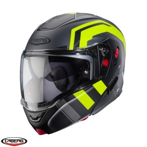 Casca Caberg Horus X Road - Flip-up, negru/titanium/galben fluor mat, Pinlock și ochelari soare incluși, ECE 22.06 - Img 2