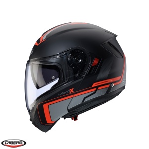 Casca Caberg Levo X Elite - Flip-up, negru/gri/rosu fluor mat, Pinlock și ochelari soare incluși, ECE 22.06 - Img 3