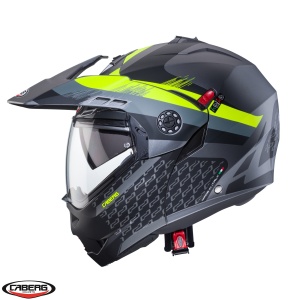 Casca Caberg Tourmax X SV Sarabe - Flip-up, titanium/negru/galben fluor mat, Ochelari soare incluși, ECE 22.06 - Img 3