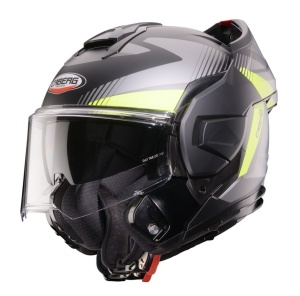 Casca Caberg Trip SV Lunar L6 - Flip-up, negru/gri/galben fluor mat, Pinlock și ochelari soare incluși, ECE 22.06