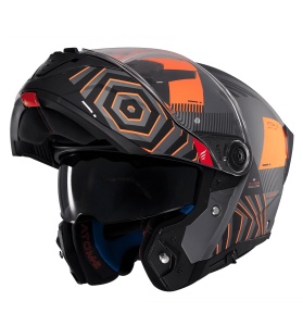 Casca MT Helmets Atom 2 SV Strange - Flip-up, gri portocaliu, Ochelari soare incluși, ECE 22.06