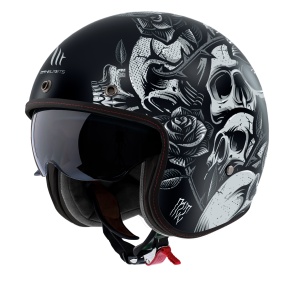 Casca MT Helmets Le Mans 2 S SV Breakout - Open face, negru mat, Ochelari soare incluși, ECE 22.06