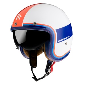 Casca MT Helmets Le Mans 2 SV Tant - Open face, alb/rosu/albastru lucios, Ochelari soare incluși - Img 2