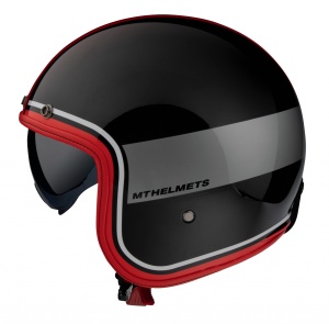 Casca MT Helmets Le Mans 2 SV Tant - Open face, negru/rosu lucios, Ochelari soare incluși