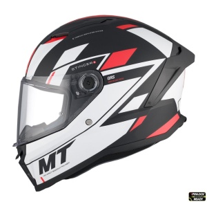 Casca MT Helmets Stinger 2 Zivze - Integrală, negru/alb/rosu mat, ECE 22.06