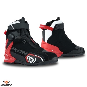 Ghete moto Ixon Bull 2 WP MS - barbati, all season, impermeabile, roadster, negru/alb/rosu