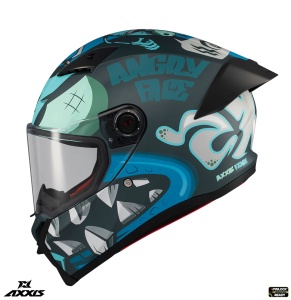 Casca Axxis Fenix Angry Face - Integrală, albastru mat, ECE 22.06