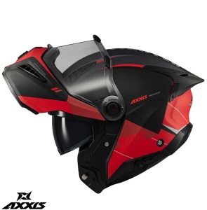 Casca Axxis GhostFighter SV Maniac - Flip-up, negru/rosu mat, Ochelari soare incluși, ECE 22.06