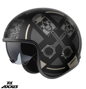 Casca Axxis Hornet S SV Skulls Illustrated B1 Negru Mat - Img 1