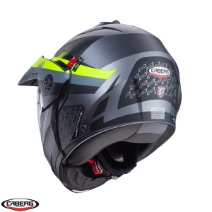 Casca Caberg Tourmax X SV Sarabe - Flip-up, titanium/negru/galben fluor mat, Ochelari soare incluși, ECE 22.06 - Img 4