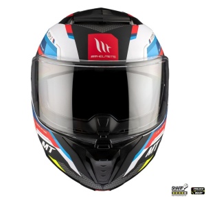 Casca MT Helmets Atom 2 SV Bast - Flip-up, alb/rosu/albastru lucios, Ochelari soare incluși, ECE 22.06 - Img 3