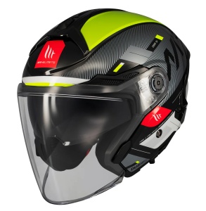Casca MT Helmets Cosmo SV Silence - Open face, galben fluor lucios, Ochelari soare incluși, ECE 22.06 - Img 2