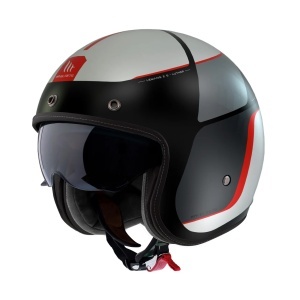 Casca MT Helmets Le Mans 2 Luther - Open face, rosu gri, Ochelari soare incluși, ECE 22.06