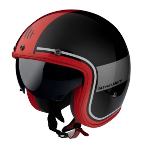 Casca MT Helmets Le Mans 2 SV Tant - Open face, negru/rosu lucios, Ochelari soare incluși - Img 2