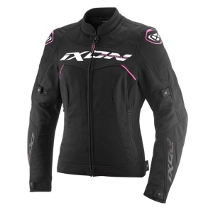 Geaca moto Ixon Meteor 31 LS - dama, impermeabila, roadster/racing, negru/alb/roz