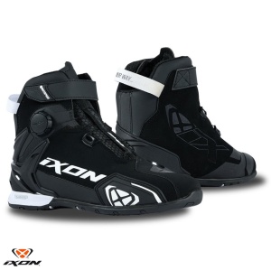 Ghete moto Ixon Bull 2 WP MS - barbati, all season, impermeabile, roadster, negru/alb