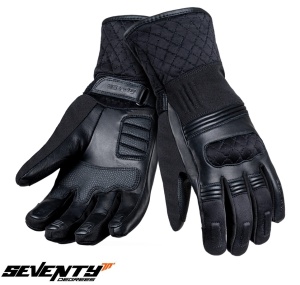 Manusi moto piele Seventy Degrees SD-T53 - dama, iarna, impermeabile, touring, negru