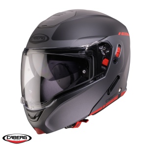 Casca Caberg Horus X Ray - Flip-up, negru/gri/rosu fluor mat, Ochelari soare incluși, ECE 22.06