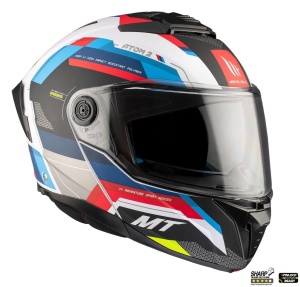 Casca MT Helmets Atom 2 SV Bast - Flip-up, alb/rosu/albastru lucios, Ochelari soare incluși, ECE 22.06 - Img 4