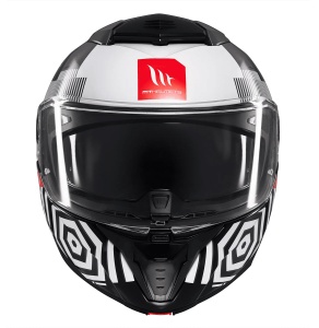 Casca MT Helmets Atom 2 SV Strange - Flip-up, negru alb, Ochelari soare incluși, ECE 22.06 - Img 3