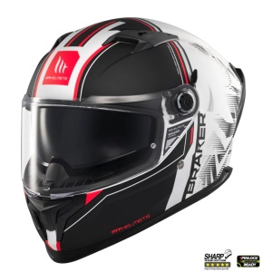 Casca MT Helmets Braker SV Charm - Integrală, alb, negru mat, Ochelari soare incluși, ECE 22.06 - Img 2