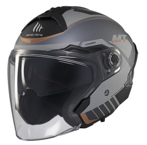 Casca MT Helmets Cosmo SV Cruiser - Open face, gri mat, Ochelari soare incluși, ECE 22.06 - Img 2