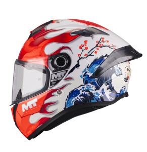 Casca MT Helmets Targo S - Integrală, alb/rosu lucios, ECE 22.06