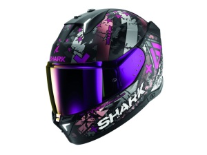 Casca SHARK SKWAL i3 HELLCAT - Integrală, mat negru/gri/mat/roz/alb, Ochelari soare incluși