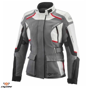 Geaca moto Ixon Midgard LS - dama, all season, impermeabila, touring/adventure, gri/negru/rosu