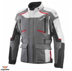 Geaca moto Ixon Midgard MS - barbati, all season, impermeabila, touring/adventure, gri/negru/rosu