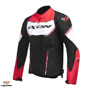 Geaca moto Ixon Striker AIR WP MS - barbati, vara, impermeabila, roadster/racing, negru/alb/rosu